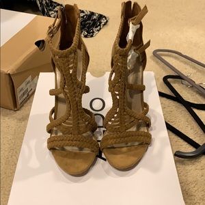 Caramel heeled wedge brand new